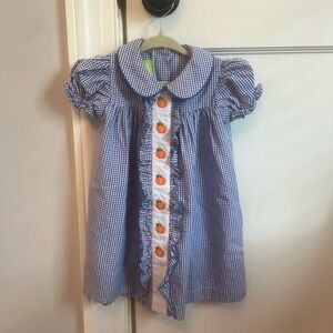 Classic Whimsy blue gingham pumpkin dress